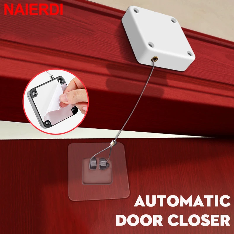 NAIERDI Punch-free Automatic Sensor Door Closer Automatically Close 500g-1000g Tension Soft Close Furniture Hardware door closer