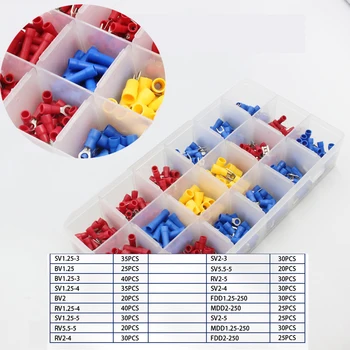 

520Pcs Insulated Wiring Terminals Wire Connectors Assortment Electrical Crimp Terminal Kit Crimp Connectors SV Rv Cable Terminal
