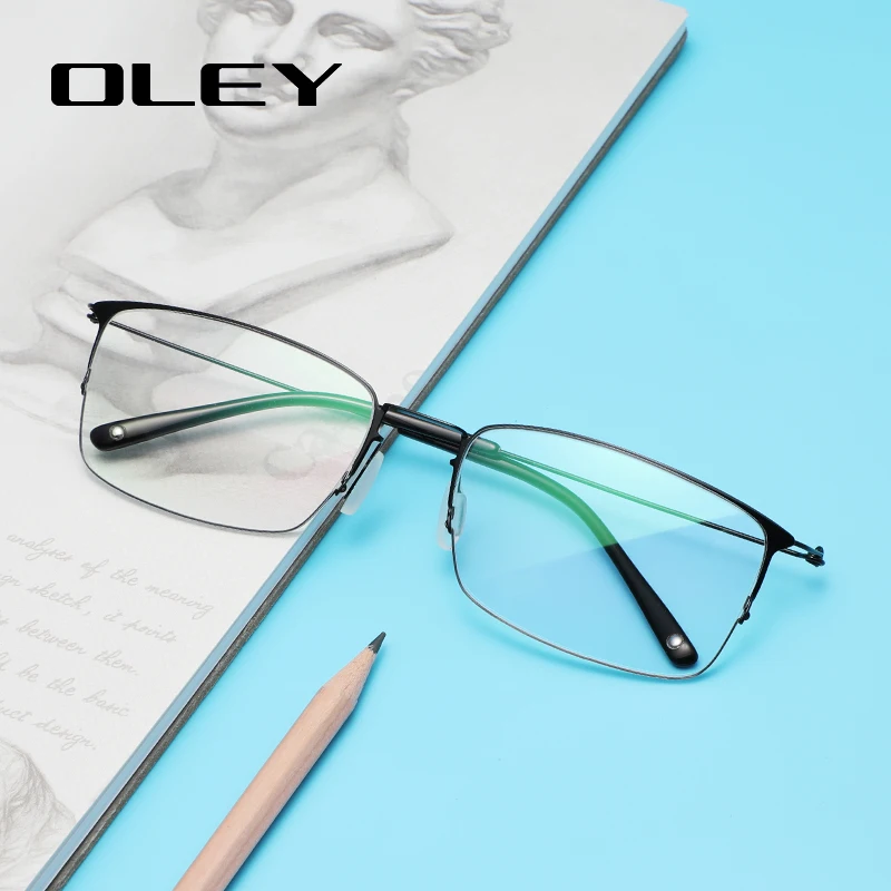 Классические Сверхлегкие титановые очки OLEY модные Безвинтовые оптические для