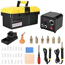 

Professional Wood Burning Kit Pyrography Machine With Digital Display Adjustable Temperature Double Socket Dual Pen Tool Box