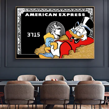

Scrooge In Black America Express Prints And Poster Decor Cartoon Duck Money Painting Canvas Wall Art Picture For Living Room