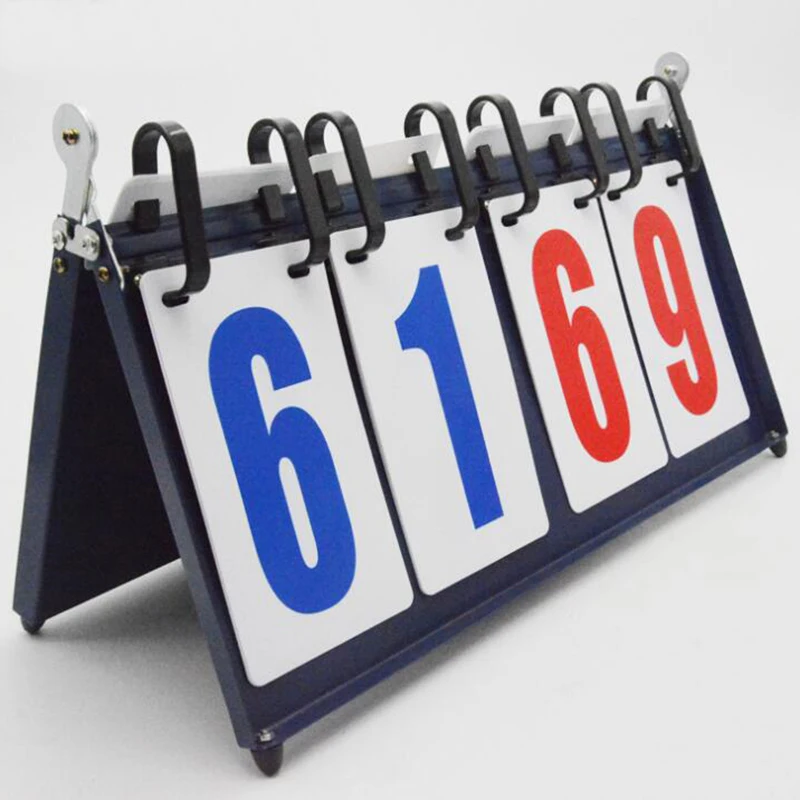 

Basketball Scoreboard 4-Digit 99-99 Pages 1KG Metal Tennis Score Recorder Portable Badminton Scorer