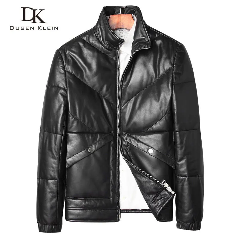 

Winter men jacket FashionDusen Klein Men Genuine Leather Down Jacket and Coat with Nature oblique motorcycle jacket 71C7163