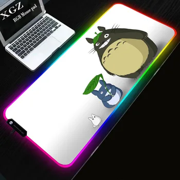 

XGZ Anime Totoro Gaming Mouse Pad Lockedge Professional RGB Padmouse LED Lighting USB Cable 1.8m Laptop Desktop Color Desk Mat