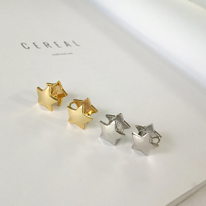 Peri'sBox 4 Designs Round Ball Geometric Earrings Textured Gold Earrings for Women Star Earrings Basket Huggie Earrings 2019 - Image 5