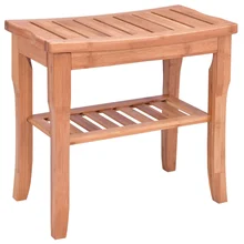 Giantex – chaise de douche en bambou, siège, banc moderne en bois, salle de bain, Spa, organisateur de bain, tabouret avec étagère de rangement BA7134