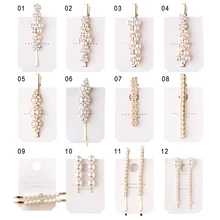 Corea imitación perla flor horquillas Vintage Barrettes largos Horquillas para el cabello cristal Metal accesorios para el cabello