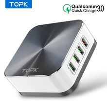 Caricabatterie USB TOPK a 8 porte Quick Charge 3.0 EU US UK AU Plug adattatore per caricabatterie rapido da tavolo per iPhone Samsung Xiaomi Huawe