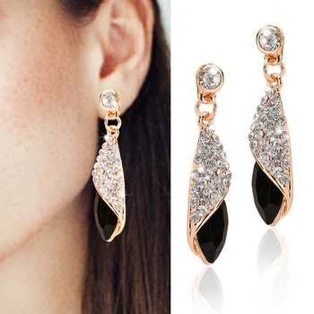 

4 Colors Girls Vintage Fashion Acrylic tassel Earrings Women Crystal Water Drop earrings Jewelry Wedding Pierced Dangle Earrings