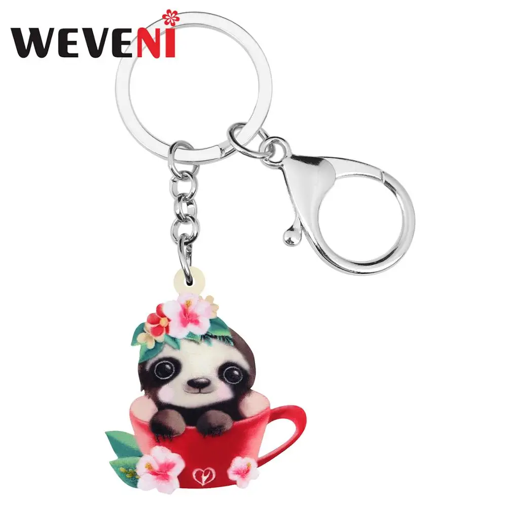 WEVENI акриловый цветочный стакан ленивый брелок для ключей Животные кольца женщин