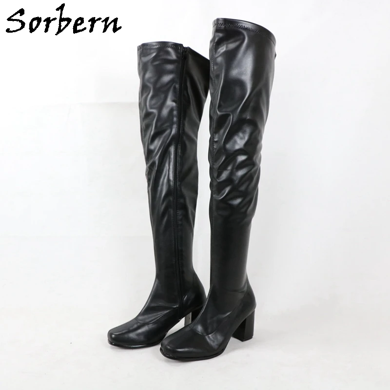 Sorbern Botas de caña ancha personalizadas para mujer, botines con punta  cuadrada de los años 70, altos hasta el muslo, Vintage, tacón  cuadrado|Botas sobre la rodilla| - AliExpress