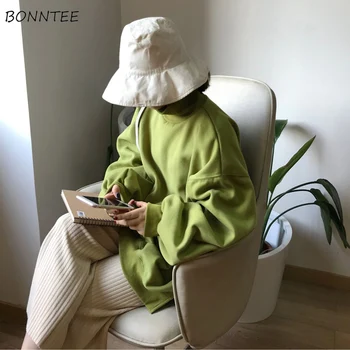 

Hoodies Women Turtleneck Korean Style High Quality Thicker Warm Womens Harajuku Oversize Students All-match Solid Sweatshirts