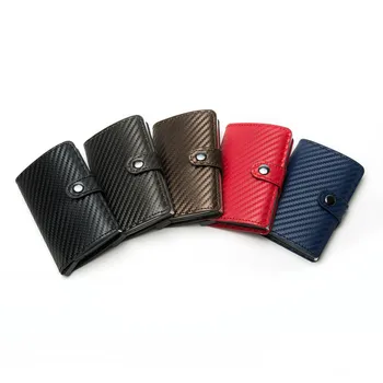 

RFID Men Wallet Purse for Cards Engraving Men Credit Card Holder Blocking PU Leather Automatic Business ID Card Hasp Aluminum