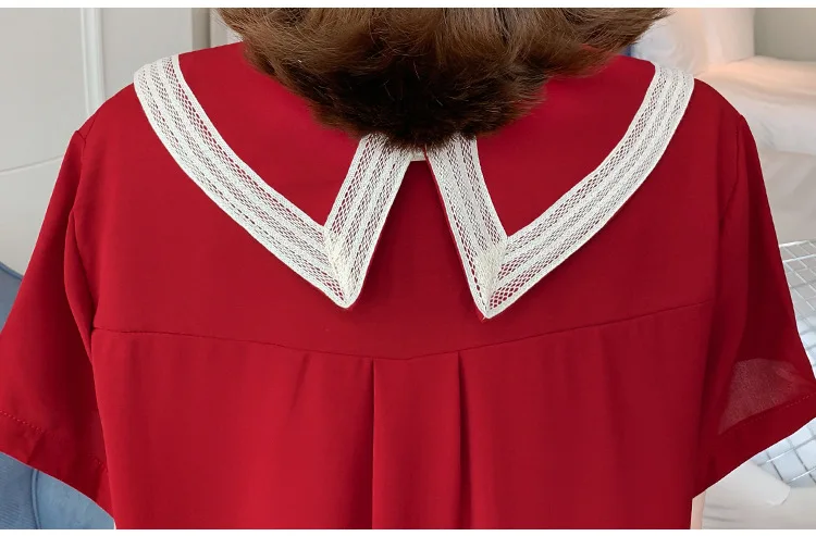 Maternity Tops Black Red Plus Size Summer Postpartum Women Lactation Shirts Sweet Turn-Down Collar Bow Maternity Breastfeeding Blouses Nursing