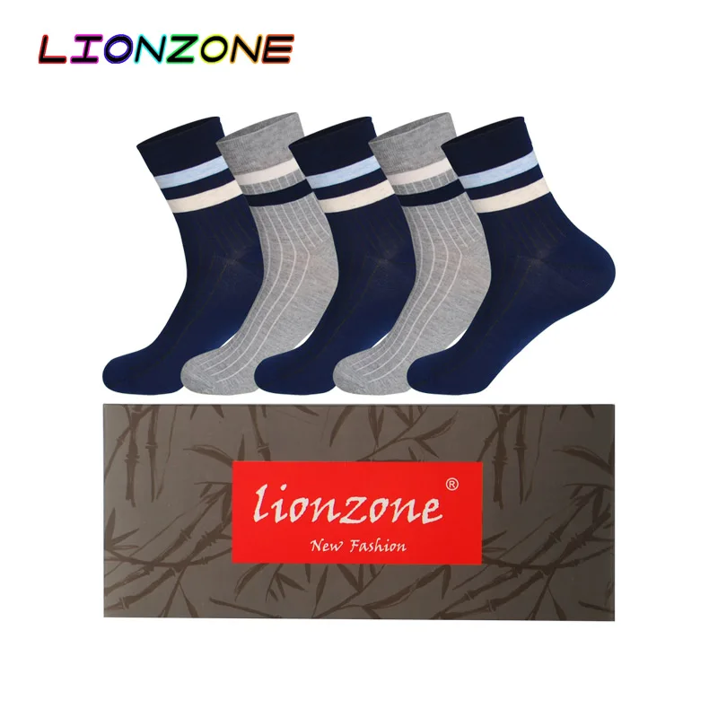 Носки LIONZONE мужские 5 пар/лот повседневные антибактериальные дышащие из
