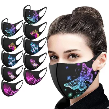 

5/10/25pcs Butterfly Face Mask Mouth Caps Washable Face Mask Fashion Prints Protection Reusable Mask Fabric