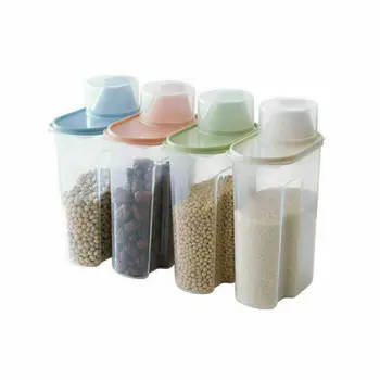 

4 pcs Large Capacity Airtight Dry Food Container Durable Cereal Storage Box 1.9L Storage Box Storage Tank for Home Kitchen Bar
