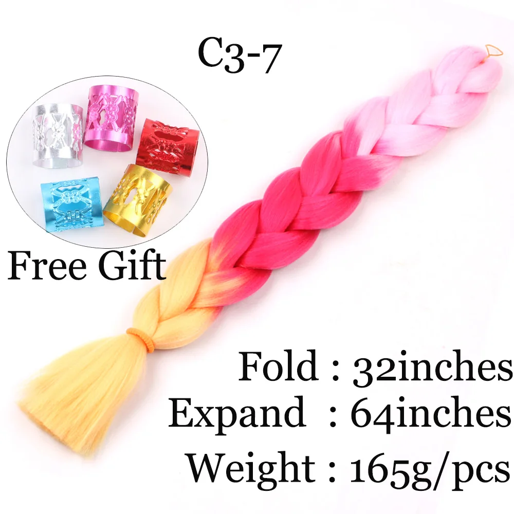 

Synthetic Crochet Ombre Braids Hair Jumbo Braiding Hair 32 Inch 165g/pcs 2 tone 3 tone Colourful Braid Hair Extensions