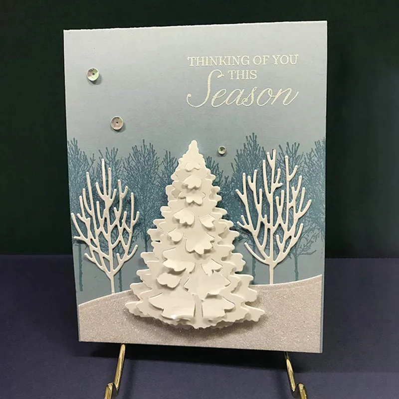Рождественская елка из углеродистой стали для резки DIY Фотоальбом карты тиснение оверлоченное кимоно форма поздравительная открытка альбом производство