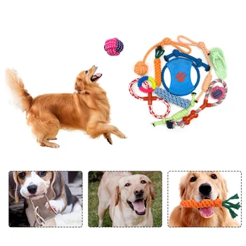 

12pcs Cotton Rope Pet Dog Chew Knot Toy Durable Braided Teeth Cleaning Molar Bite Toy Soft Puppy Chew Ball Toy Pet Supplies Y