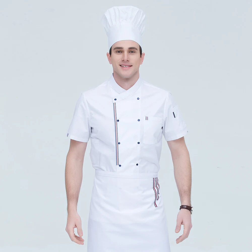 Chef Uniform Costume Breathable Food Service Short Sleeve hotel Kitchen Shirt Clothing kitchen coat in restaurant cooker jacket