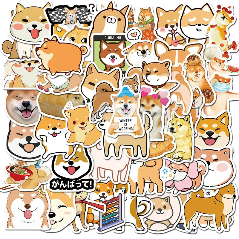 

10/50pcs Lovely Japanese Shiba Inu Dog Animal Stickers for Kids DIY Stationery Scrapbook Laptop Guitar Suitcase Puppy Sticker