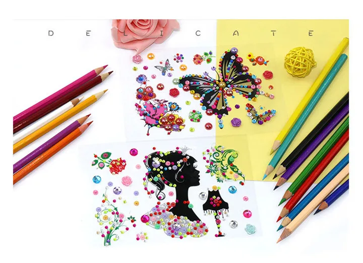 4  Acrylic Creative Stickers Women Fashion Jewelry Mobile Phone Shell Drill Diy Stickers DIY Handbook Diary Pearl Crystal Sticker