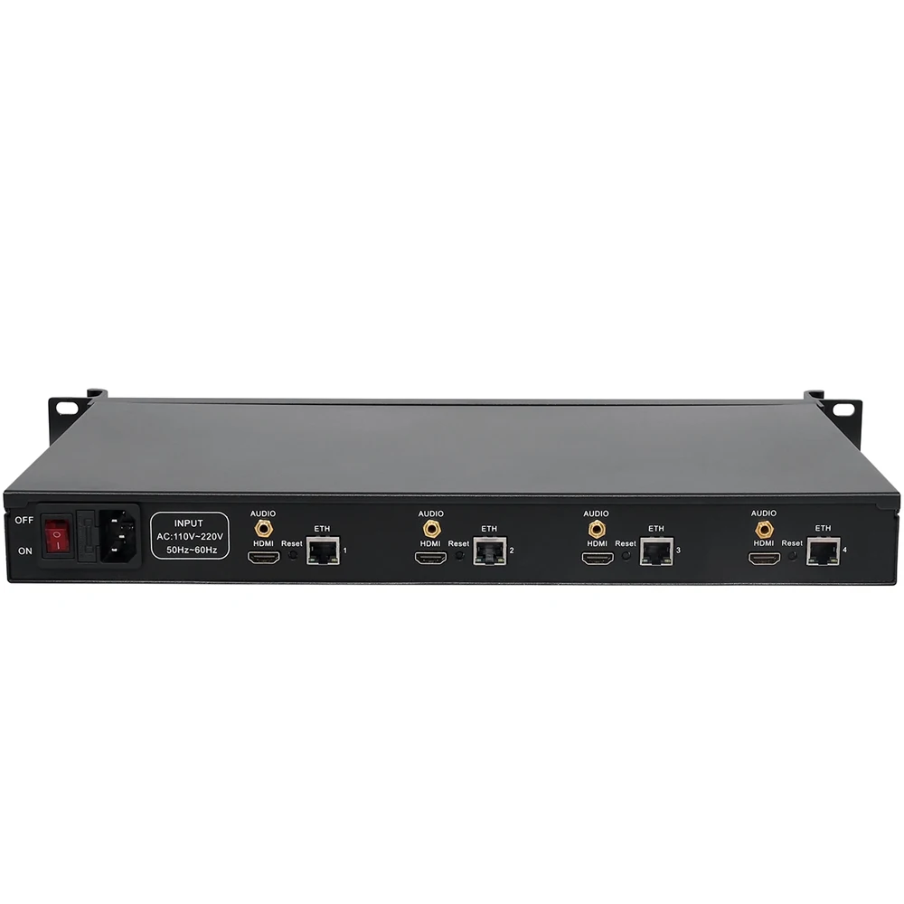 URay 4 канала HEVC H.265 HDMI к IP Передатчик Датчик живого потокового кодировщика IPTV H264 Сетевой Видео IP кодировщик RTMP сервер