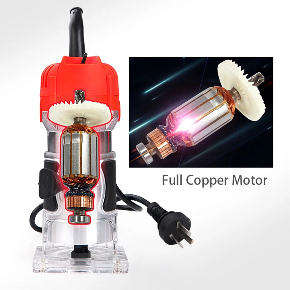 

6.35 mm 800W Woodworking Electric Trimmer Wood Milling Engraving Slotting Trimming Machine Hand Carving Machine Wood Router