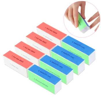 

TINKSKY 10pcs Washable 4-Way Nail Shiner Sponge Nail Files Nail Buffers Sanding Blocks