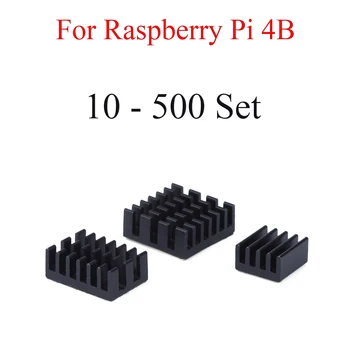 

10 - 500 Set Aluminum Heat Sink Cooling Sink Cooler HeatSink 3Pcs Kit Radiator For Raspberry Pi 4B Black