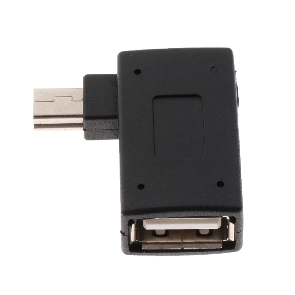 Right Angle Micro USB2.0 Male to USB Female OTG Host Adapter for CellPhone Black