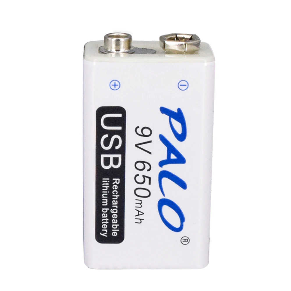 1pcs PALO 9V USB перезаряжаемые литиевые батареи батарея 650mah 9v bateria usb для рации Домашний Массажер металлический обнаружитель - Цвет: 1pcs