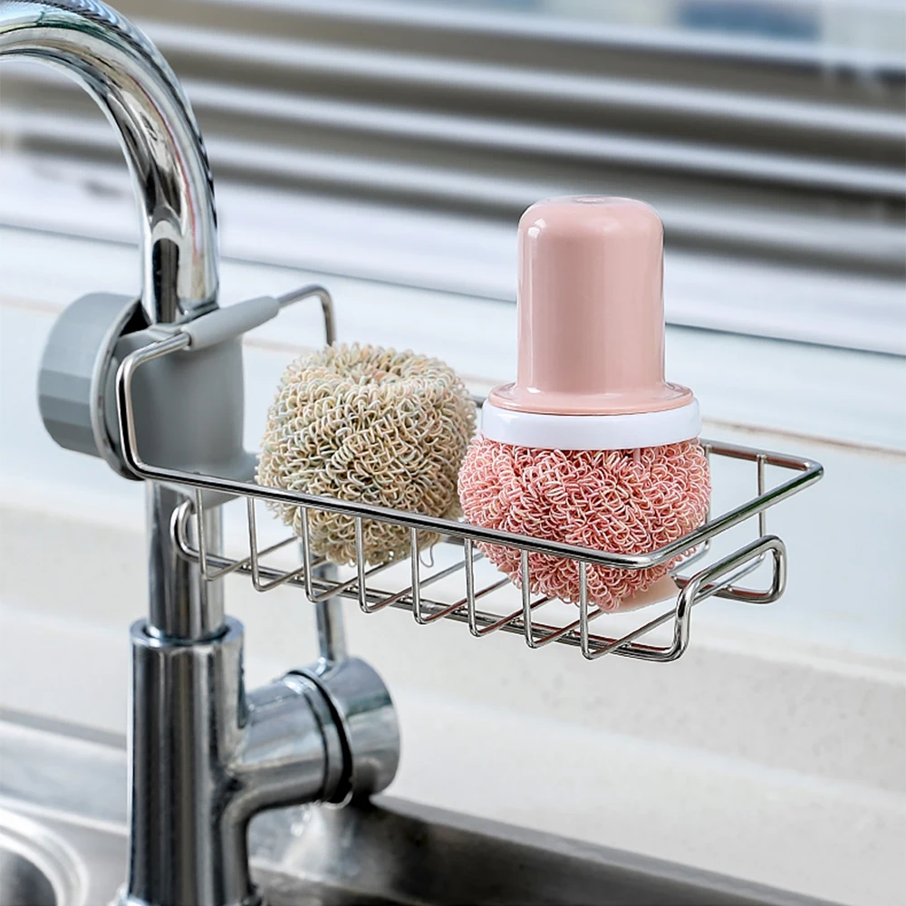 Faucet Storage Rack Sponge Holder for Sink Holder Shelf Soap Rack for Bathroom