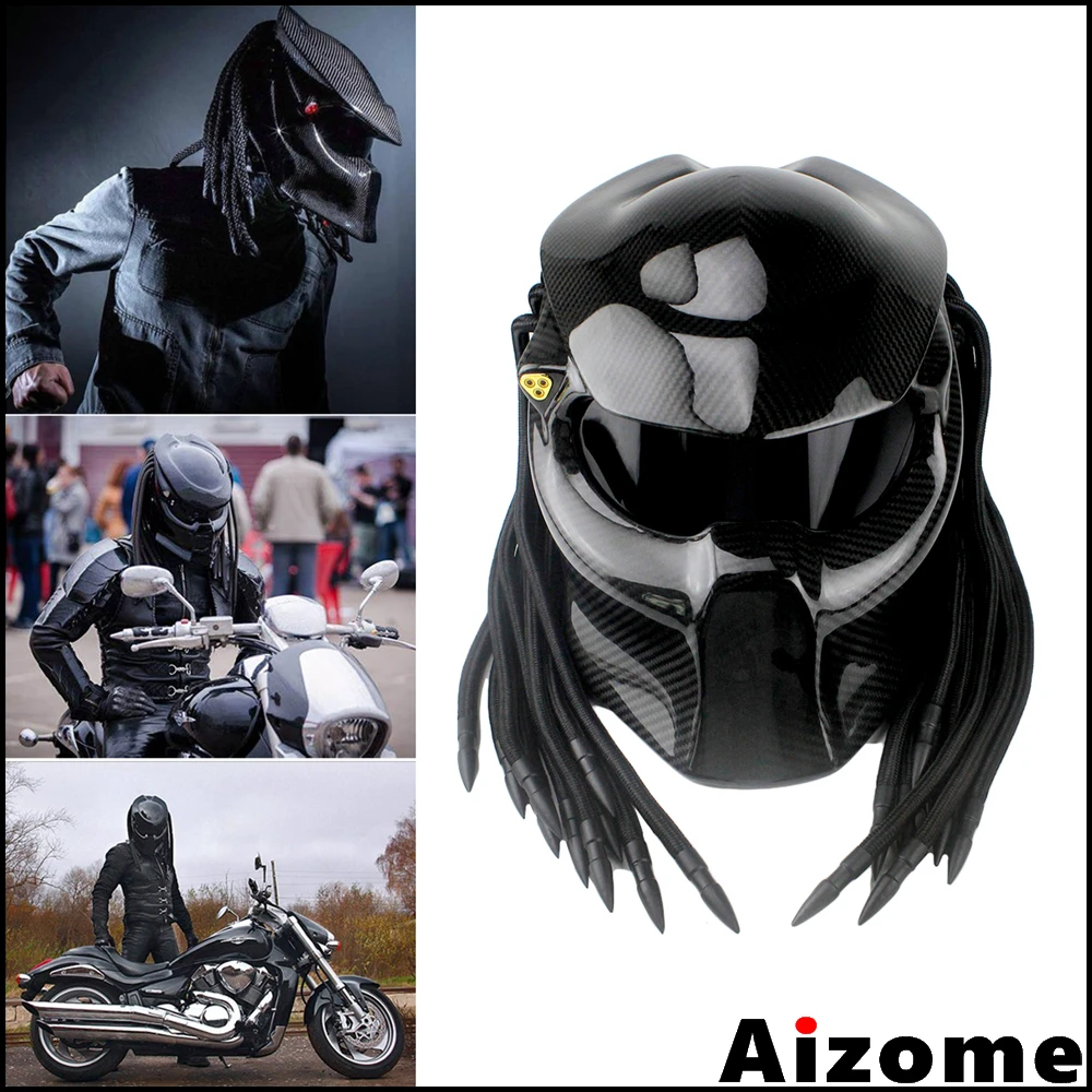 Casco de fibra carbono para motocicleta, protector de cara completa de Man, color negro, para exteriores|Cascos| - AliExpress