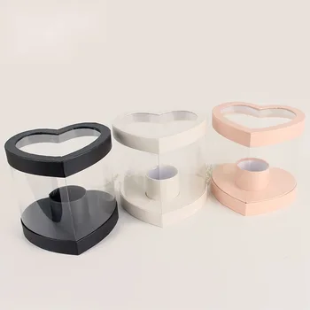 

Mini round Korean Flower Box PVC Transparent Window Flowers Circular Hold Bucket Mother's Day Flower Gift Box
