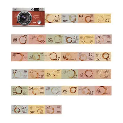 62 шт./кор. тип ящика серии машины времени могут быть записаны Коробки наклейки на камеру Ретро день дата номер план DIY календарные наклейки - Цвет: Mottled stamp