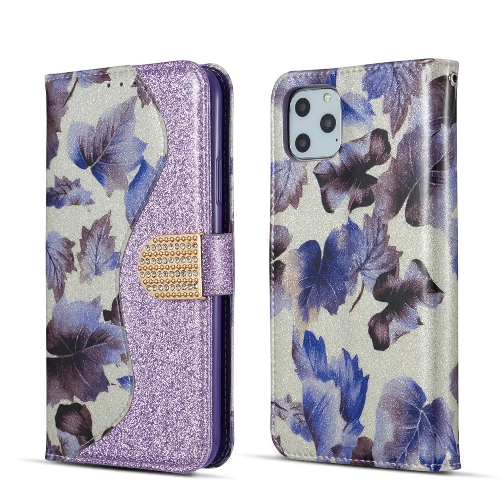 Чехол Jewell с Кленовым листом для iPhone 11 Pro Max XS X XR, флип-чехол, блестящий кожаный бумажник для iPhone 7 Plus 8 iPhone11, чехол - Цвет: Фиолетовый