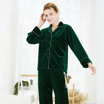 

Fiklyc Autumn And Winter New Gold Velvet Pajamas Ladies Autumn And Winter Long-Sleeved Home Service Suit Manufacturers Wholesale