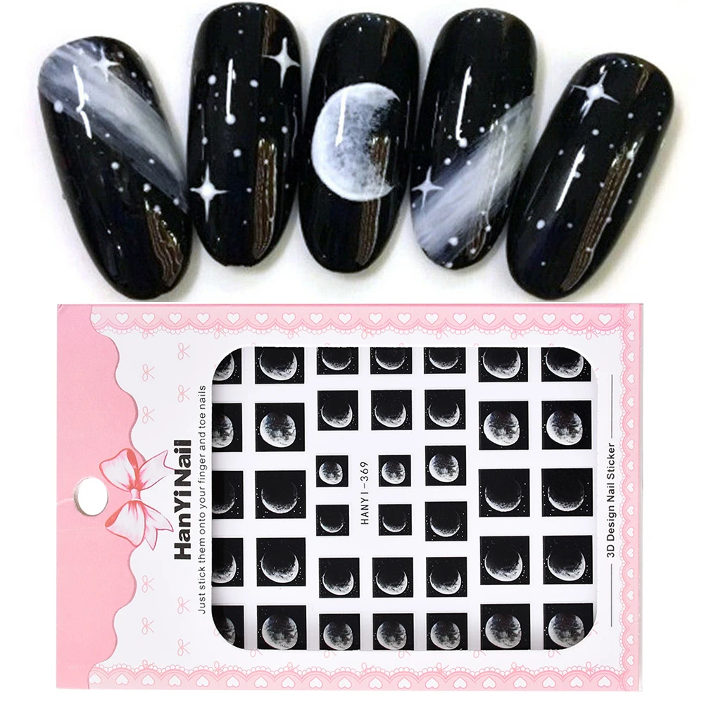 

3D Nail Sticker Transparent Moon Nail Art Decorations Charm Design Adhesive Tips Art For Nail DIY Sticker Decals Tips Manicure