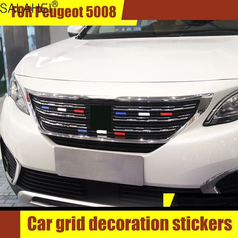 

9PC ABS Car Grid Three-color Decorative Strip For Peugeot 308S 301 308 408 2008 3008 5008 Grid Strip Net Car Decorative Stickers