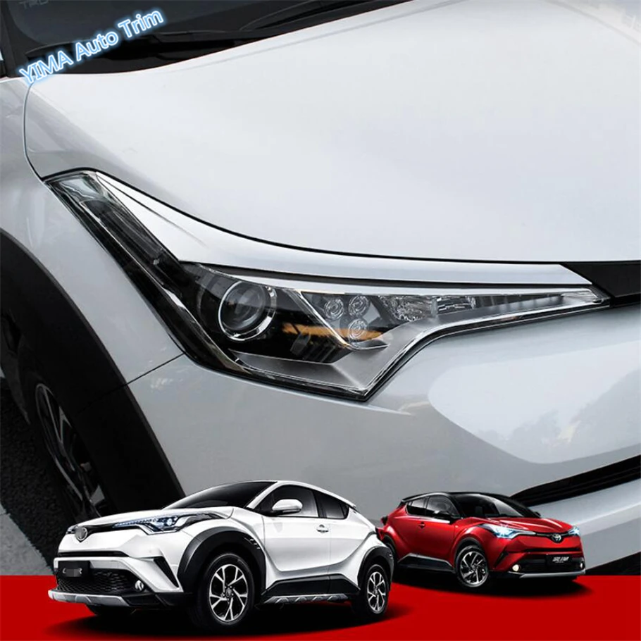 

Lapetus Auto Styling Front Head Lights Lamp Eyelid Eyebrow Cover Trim For Toyota C-HR CHR 2016 - 2019 ABS Chrome / Carbon Fiber