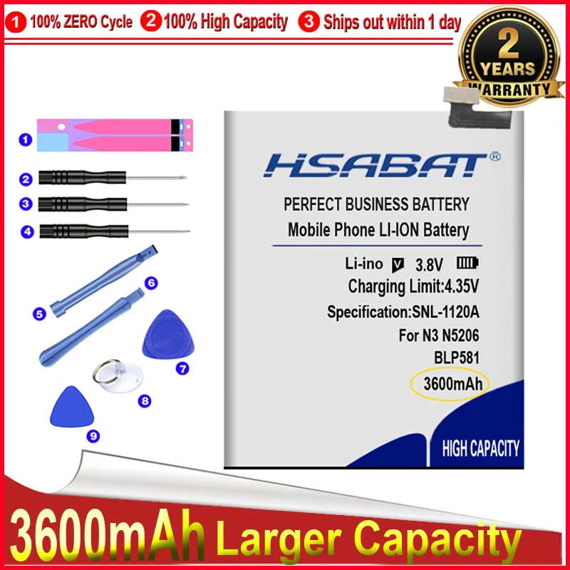 HSABAT 0 цикл 3600mAh BLP581 Аккумулятор для OPPO N3 Dual SIM N3S N3T N5206 N5207 N5209 высокое