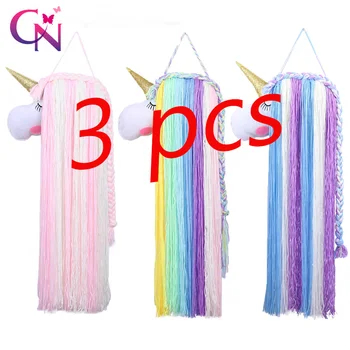 

3 Pcs/lot Unicorn Hair Bows Storage Belt For Girls Hair Clips Barrette Hairband Hanging Organizer Strip Holder Hair Accessories