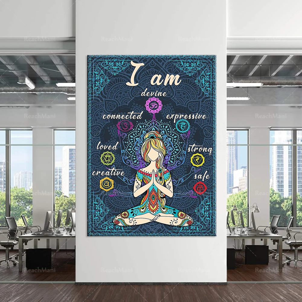

I Am Devine Connected Gui Ai Qiang Creative Security, Lotus Yoga Poster, Gift for Yoga Lovers, Chakra Meditation Poster