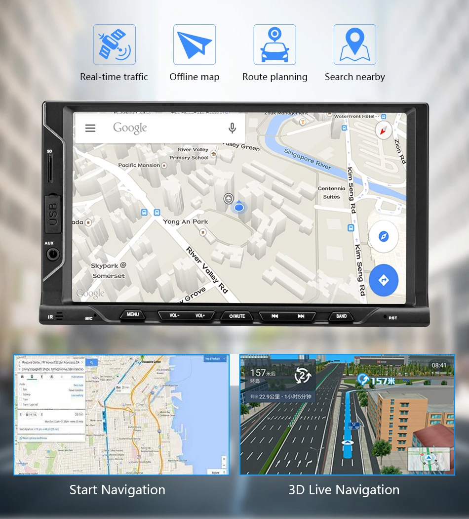 Sale 7" 2 Din Car Radio Multimedia Video Player Stereophonic Sound 8 Core Chip Offline Map Mobile Phone Link AUX Reverse Image Camera 4