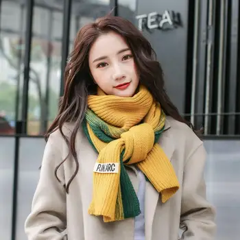 

Women Fashion Splicing Color Knitting Long Scarf Soft Warm Comfortable Neck Wrap