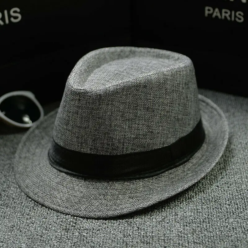 Unisex Straw Fedora Sun Hat Panama Trilby Crushable Mens Lady Foldable Travel With Black Belt Hot Sales Cap Dropshipping
