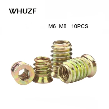 

5/10pcs M6 M8 M10 Carbon Steel Thread For Wood Insert Nut Flanged Hex Drive Head Furniture Nut