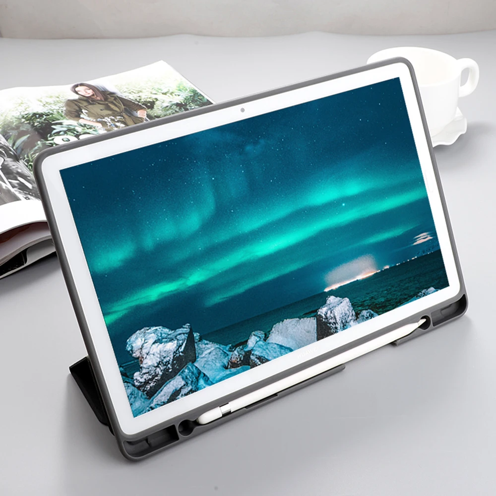 Гладкий Чехол из ТПУ кожи чехол для huawei MediaPad M6 10,8 дюйма планшетный защитный чехол с подставка для ручки для huawei M6 10,8 чехол